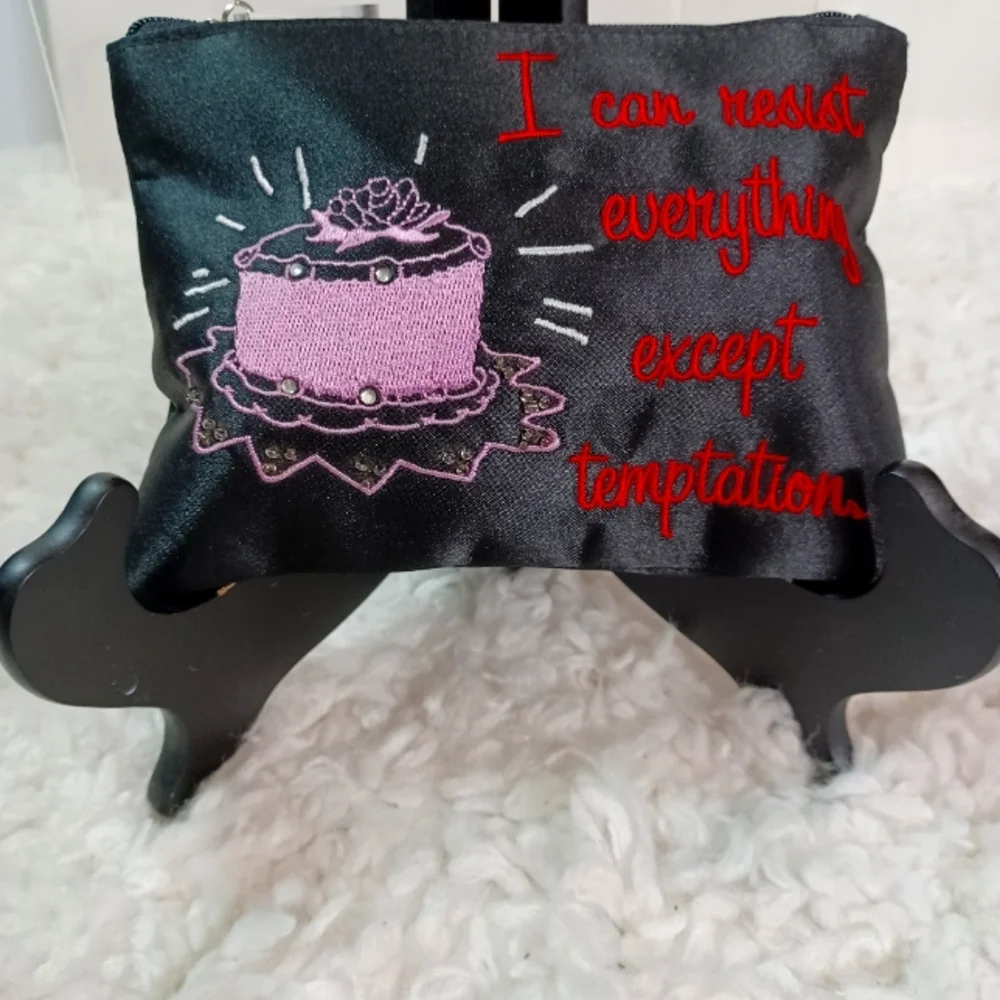 Two's Company Small Pouch, Black/ Red/ Multi colors